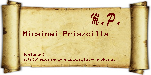 Micsinai Priszcilla névjegykártya